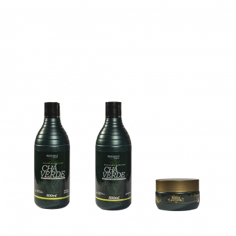 Kit Botânica Chá Verde Shampoo e Condicionador 500ml e Máscara Hidro Reconstrutora 300g - Linha Botânica