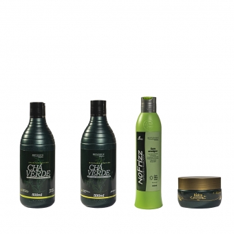 Kit Chá Verde Shampoo 500 ml, Condicionador 500 ml, Finalizador 340ml e Hidratação 300g - Linha Botânica